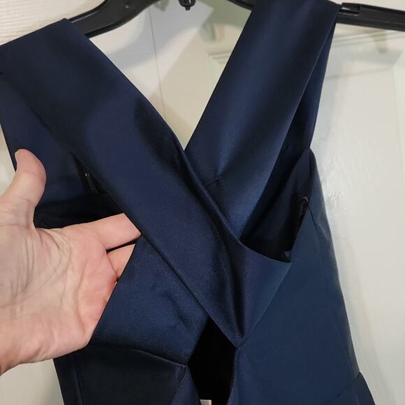 Alfred Sung Women's Midnight Blue Criss-cross Off The Shoulder Gown Dress D751 0 - Picture 5 of 14